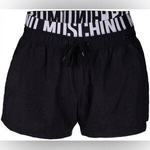 MOSCHINO Men’s Logo Band Waist Swim Shorts Black Size Small